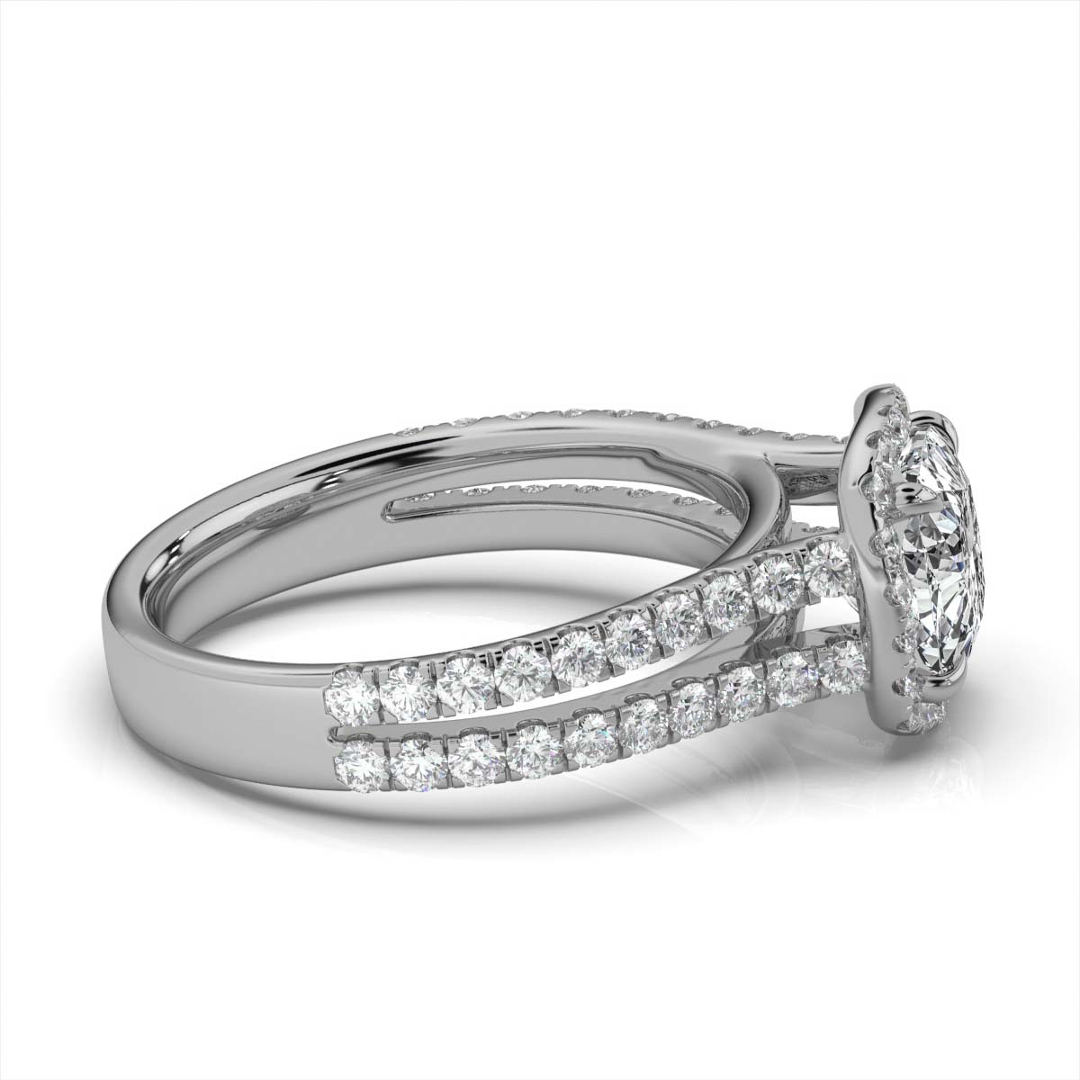 14K White Gold Rosa Halo Split Shank Lab Grown Diamond Ring (1/2 ct. tw)