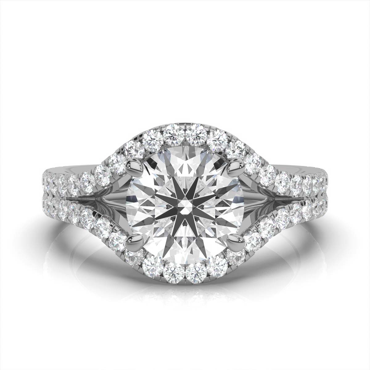 14K White Gold Louisa Double Row Split Shank Lab Grown Diamond Ring (5/6 ct. tw)
