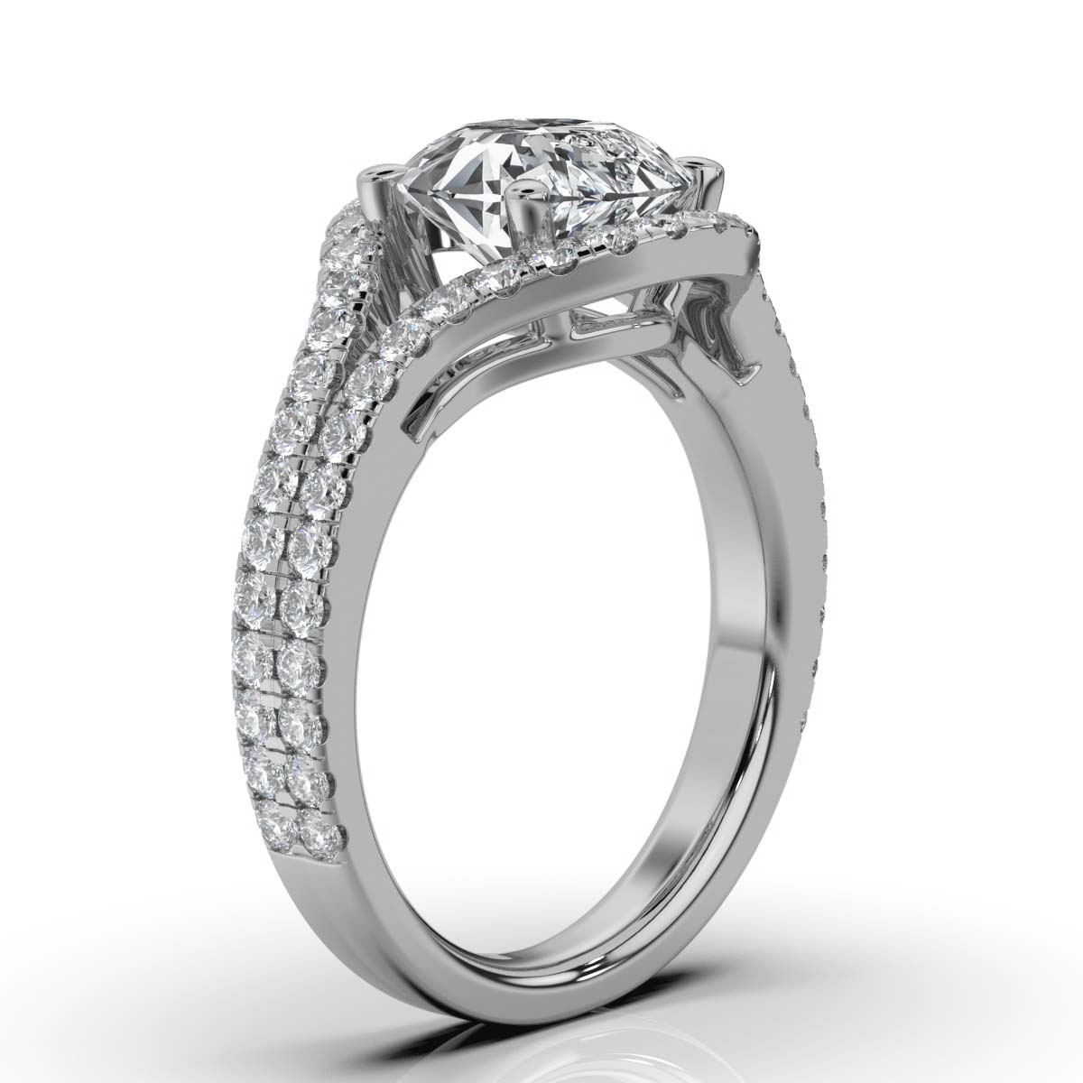 14K White Gold Louisa Double Row Split Shank Lab Grown Diamond Ring (5/6 ct. tw)