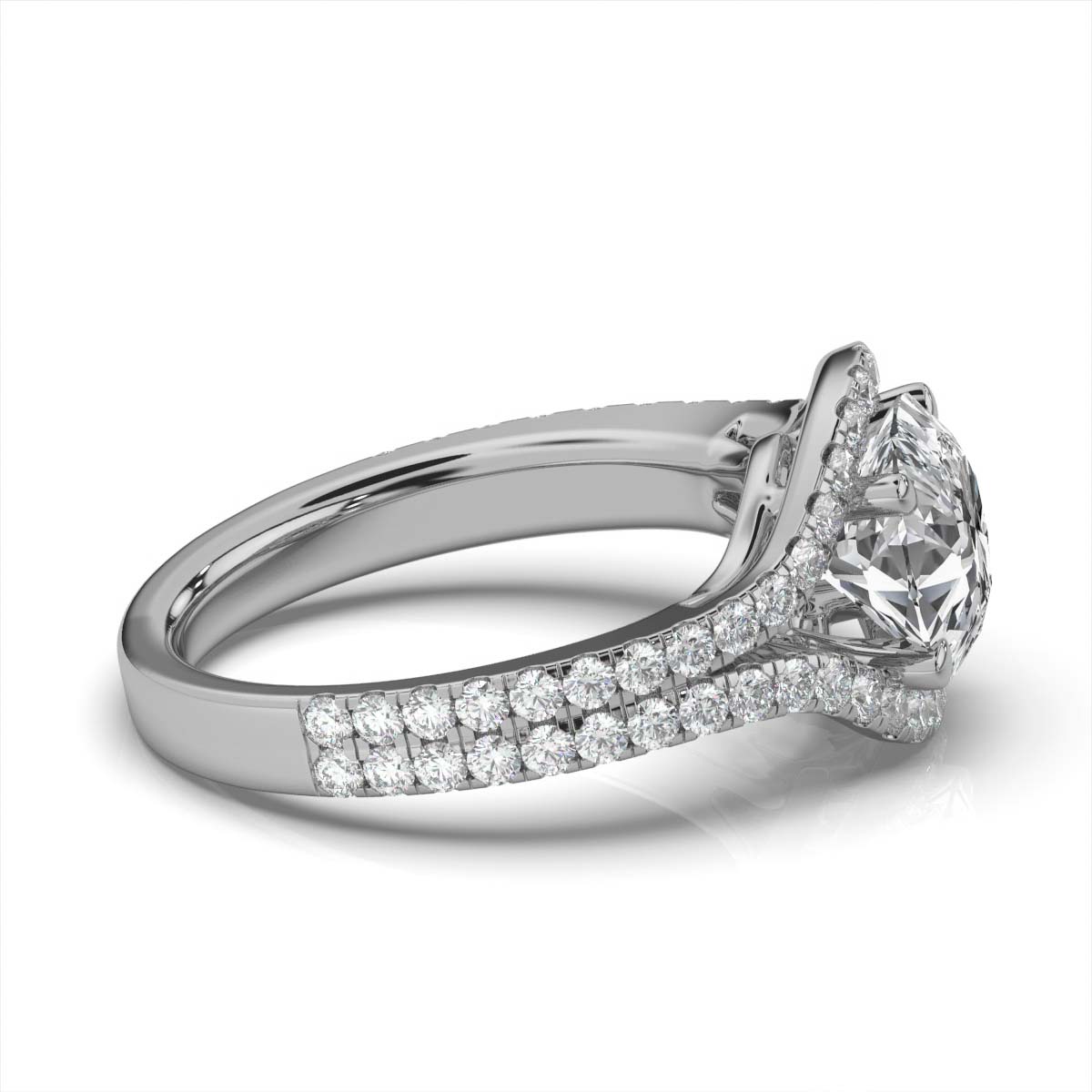 14K White Gold Louisa Double Row Split Shank Lab Grown Diamond Ring (5/6 ct. tw)