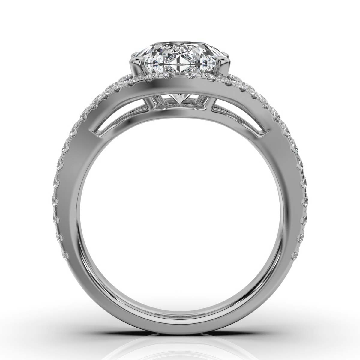 14K White Gold Louisa Double Row Split Shank Lab Grown Diamond Ring (5/6 ct. tw)