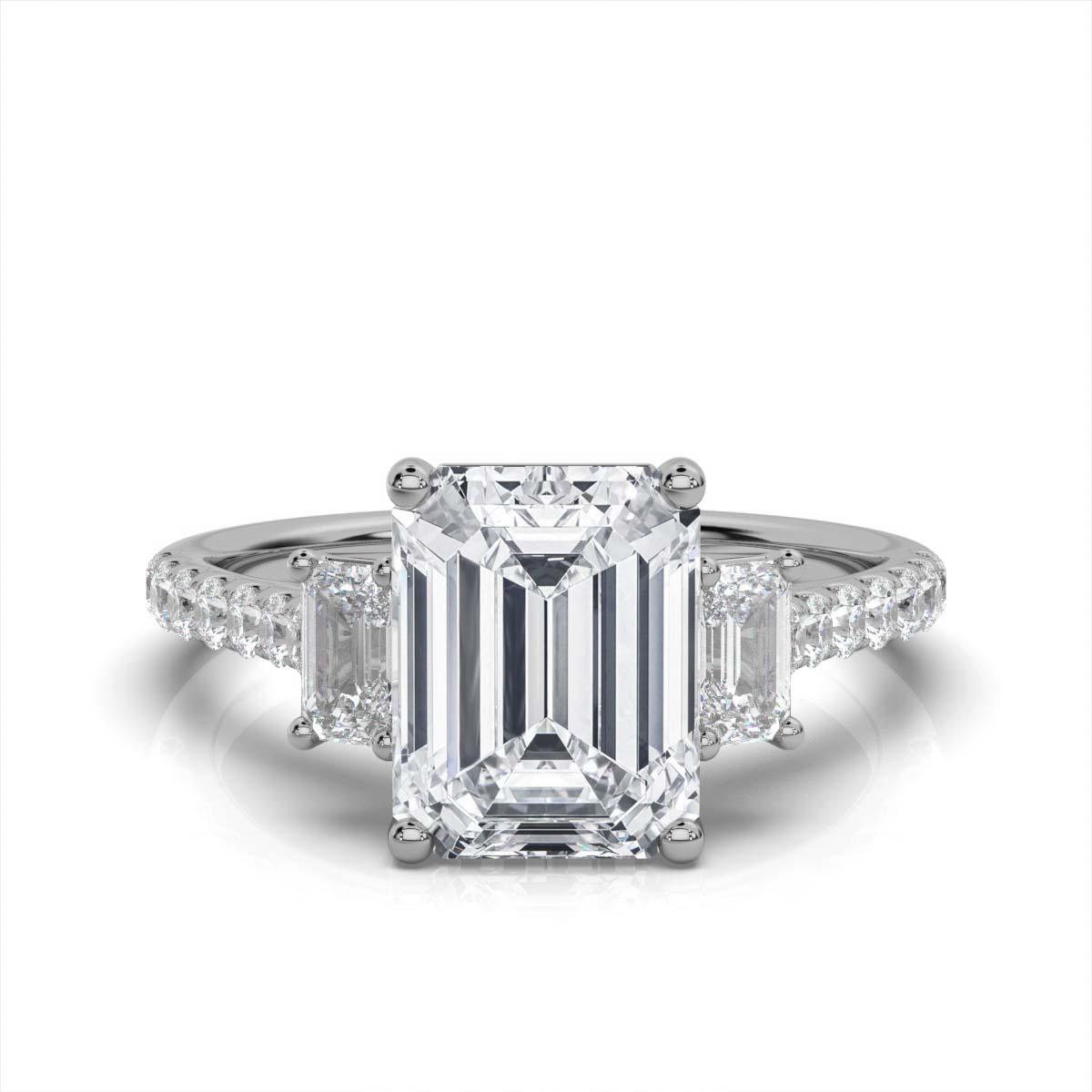 14K White Gold Claudia Three Stone Emerald Lab Grown Diamond Ring (2/3 ct. tw)