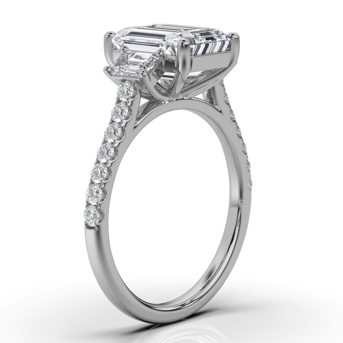 14K White Gold Claudia Three Stone Emerald Lab Grown Diamond Ring (2/3 ct. tw)