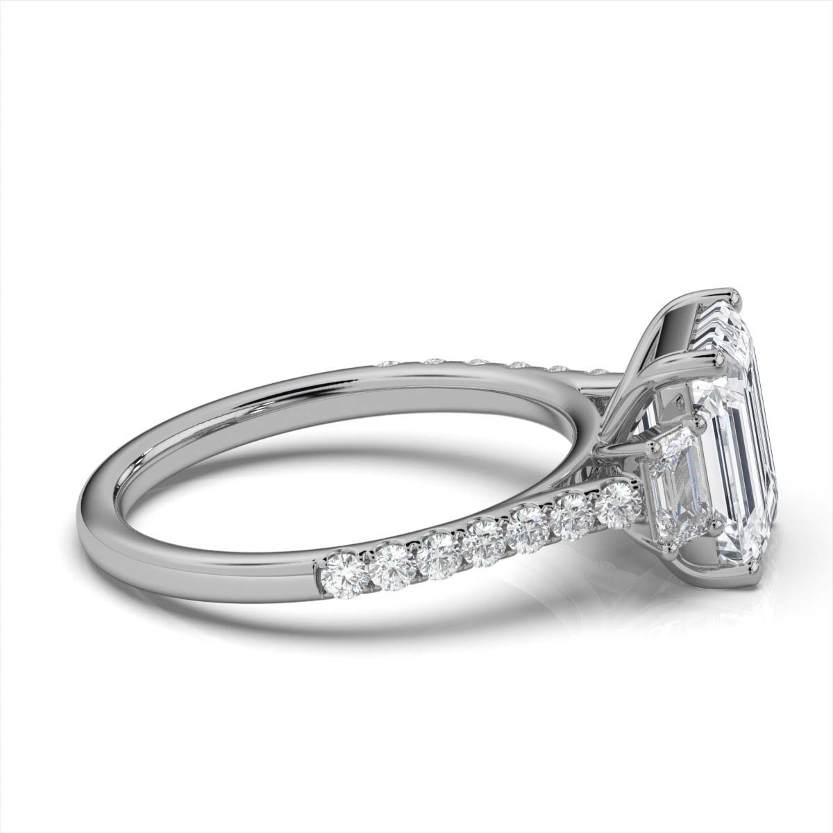 14K White Gold Claudia Three Stone Emerald Lab Grown Diamond Ring (2/3 ct. tw)