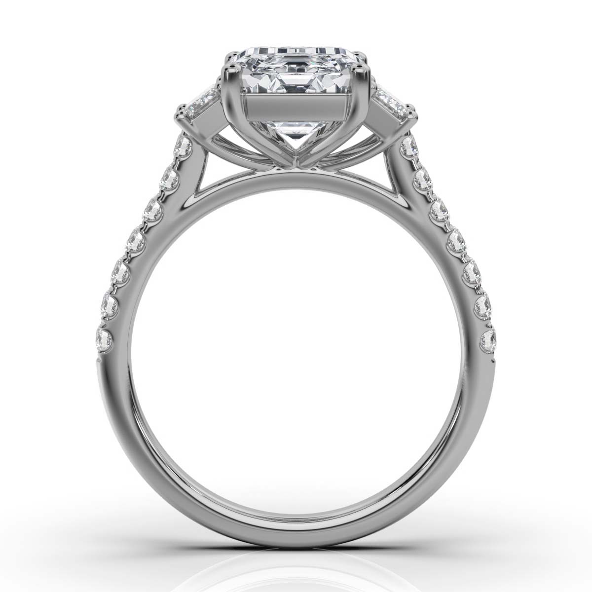 14K White Gold Claudia Three Stone Emerald Lab Grown Diamond Ring (2/3 ct. tw)