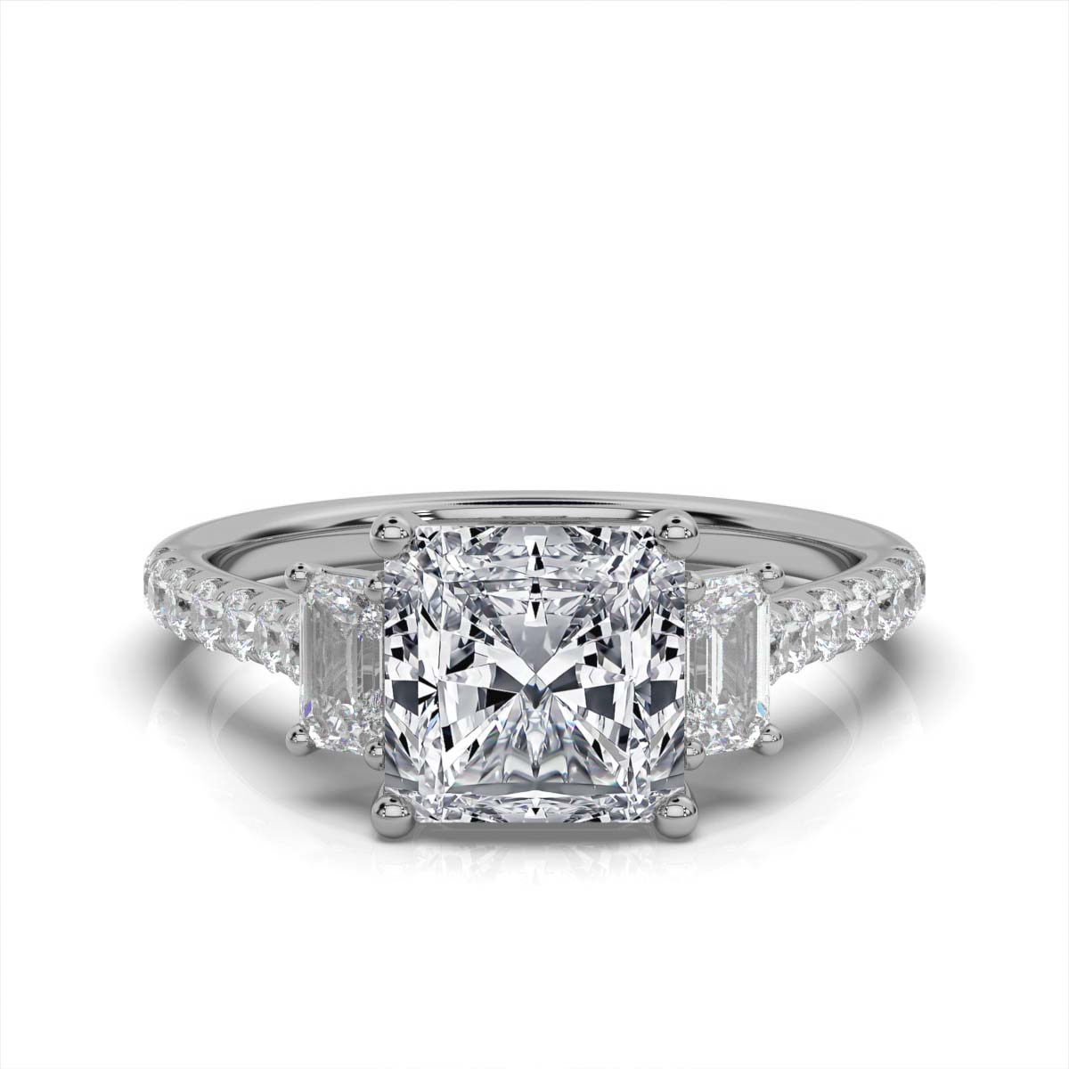 14K White Gold Claudia Three Stone Emerald Lab Grown Diamond Ring (2/3 ct. tw)