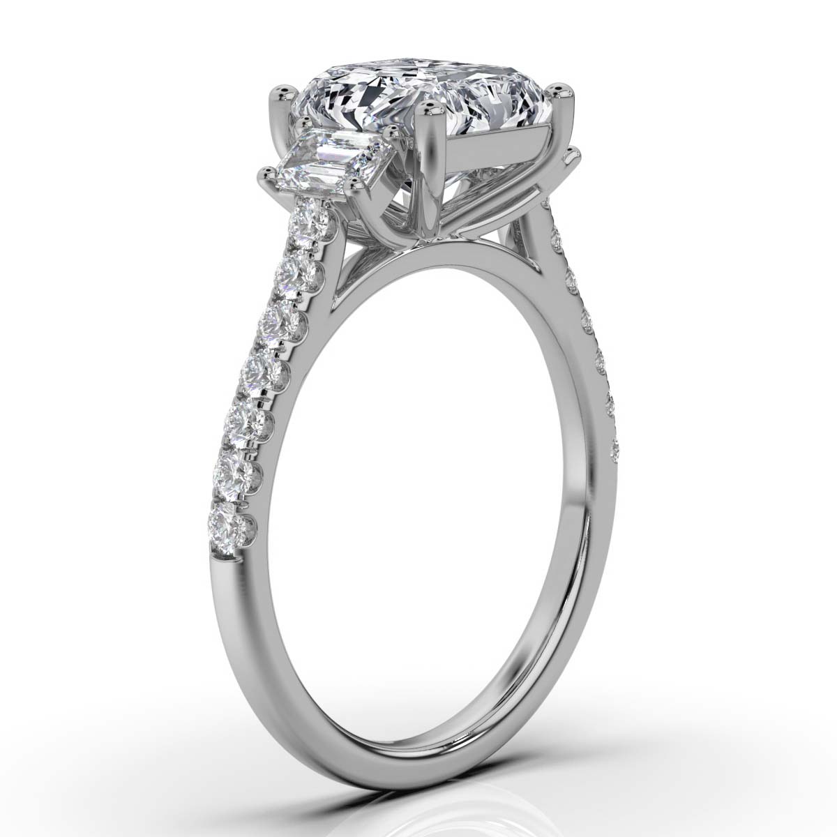 14K White Gold Claudia Three Stone Emerald Lab Grown Diamond Ring (2/3 ct. tw)