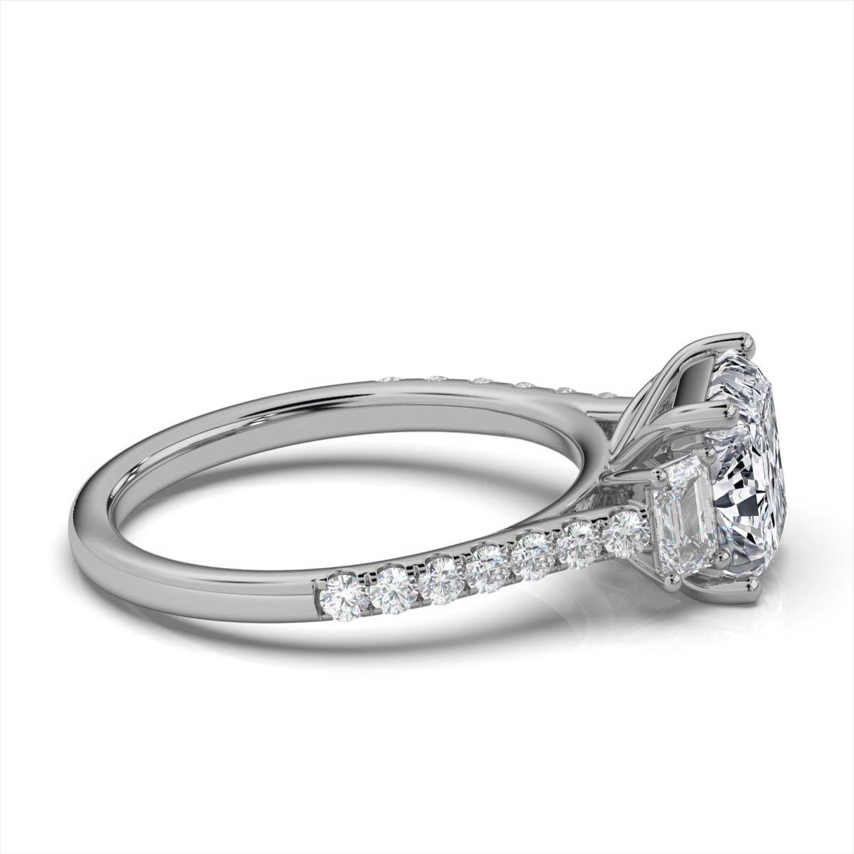 14K White Gold Claudia Three Stone Emerald Lab Grown Diamond Ring (2/3 ct. tw)