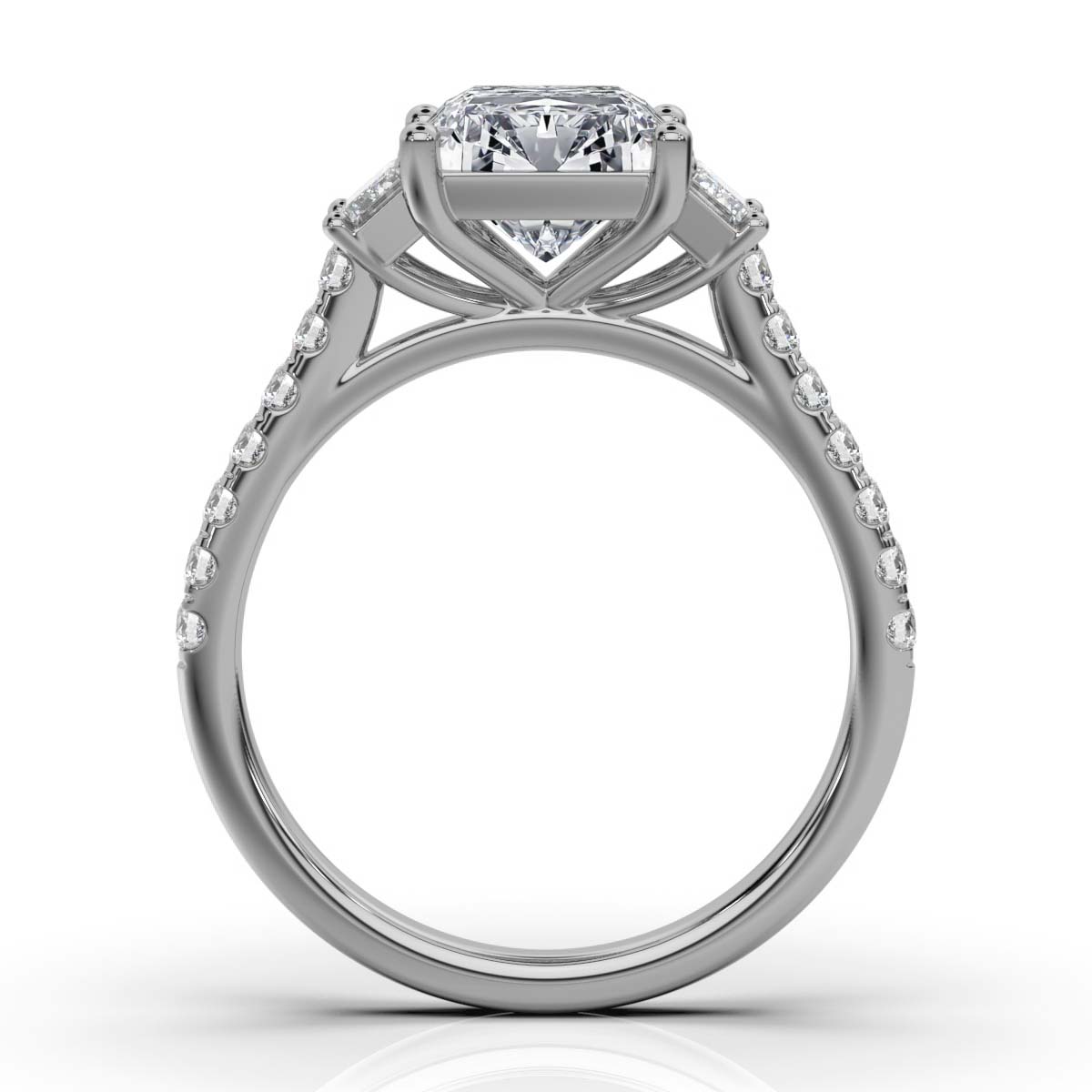 14K White Gold Claudia Three Stone Emerald Lab Grown Diamond Ring (2/3 ct. tw)