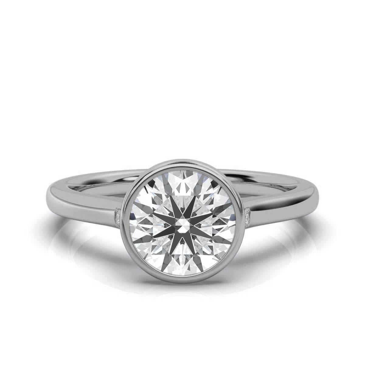 14K White Gold Yonit Bezel Set Lab Grown Diamond Ring (0.02 ct. tw)
