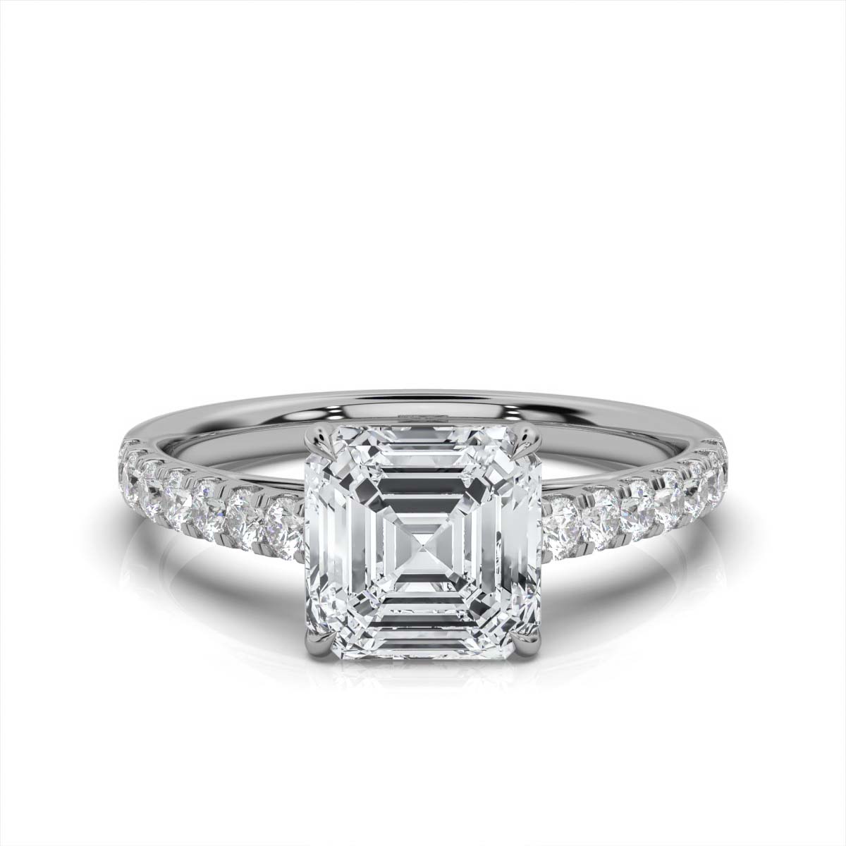 14K White Gold Coral Lab Grown Diamond Ring (1/3 ct. tw)