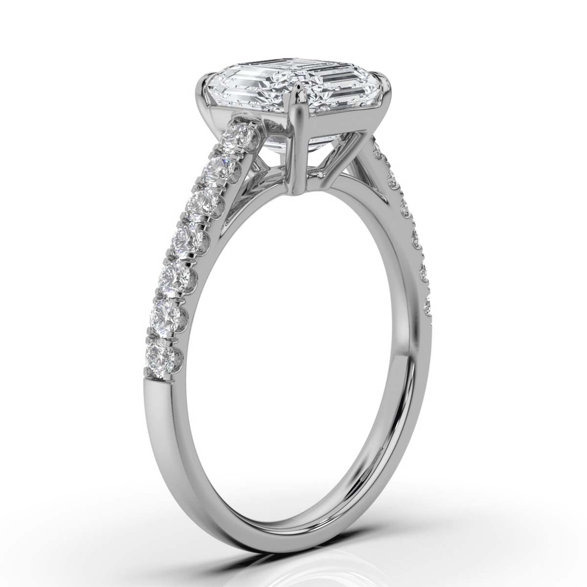 14K White Gold Coral Lab Grown Diamond Ring (1/3 ct. tw)