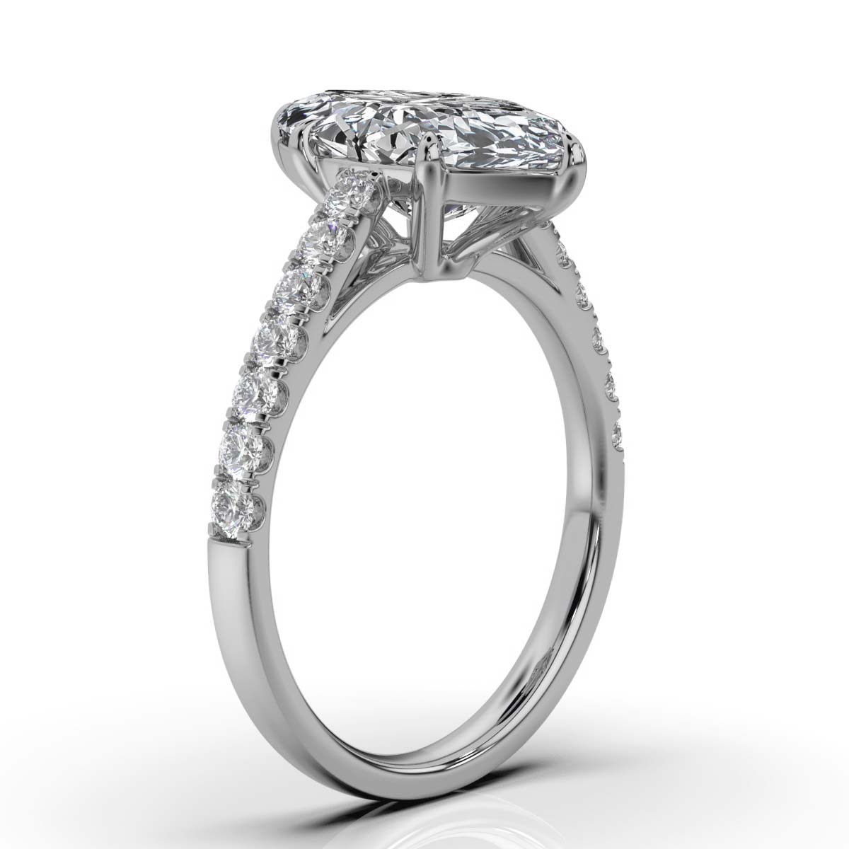 14K White Gold Coral Lab Grown Diamond Ring (1/3 ct. tw)