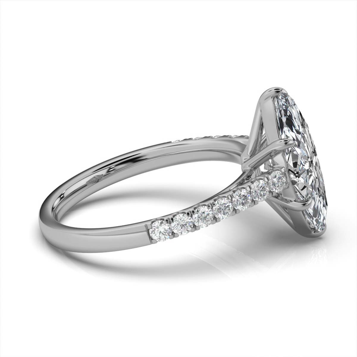 14K White Gold Coral Lab Grown Diamond Ring (1/3 ct. tw)