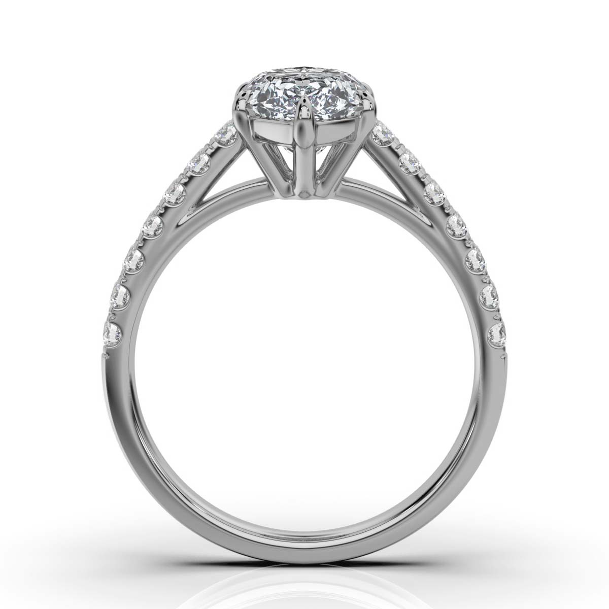 14K White Gold Coral Lab Grown Diamond Ring (1/3 ct. tw)
