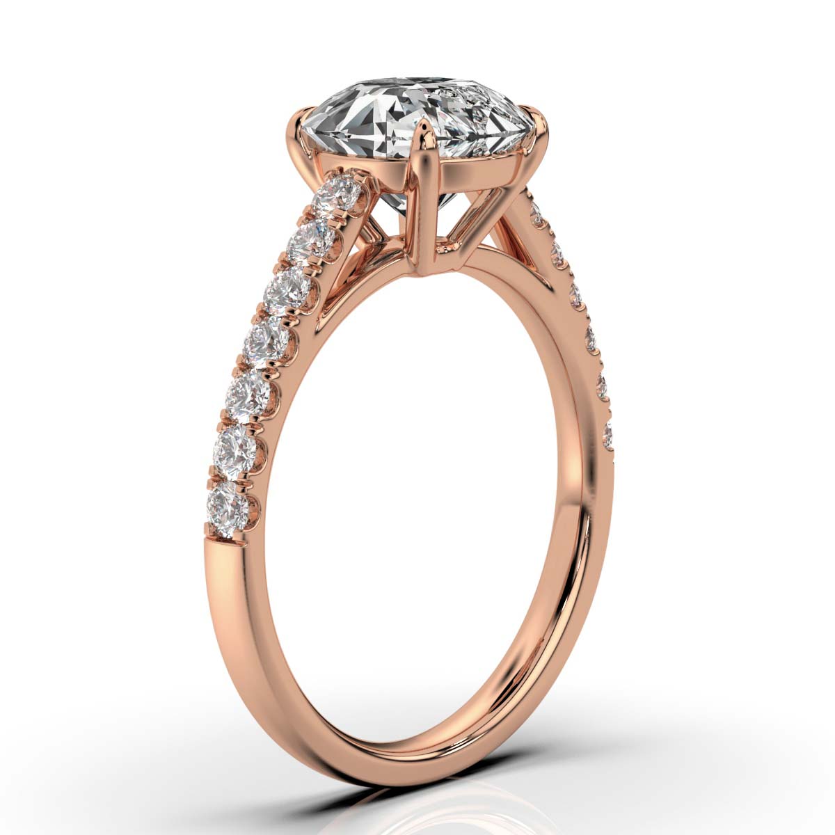 14K Rose Gold Coral Lab Grown Diamond Ring (1/3 ct. tw)