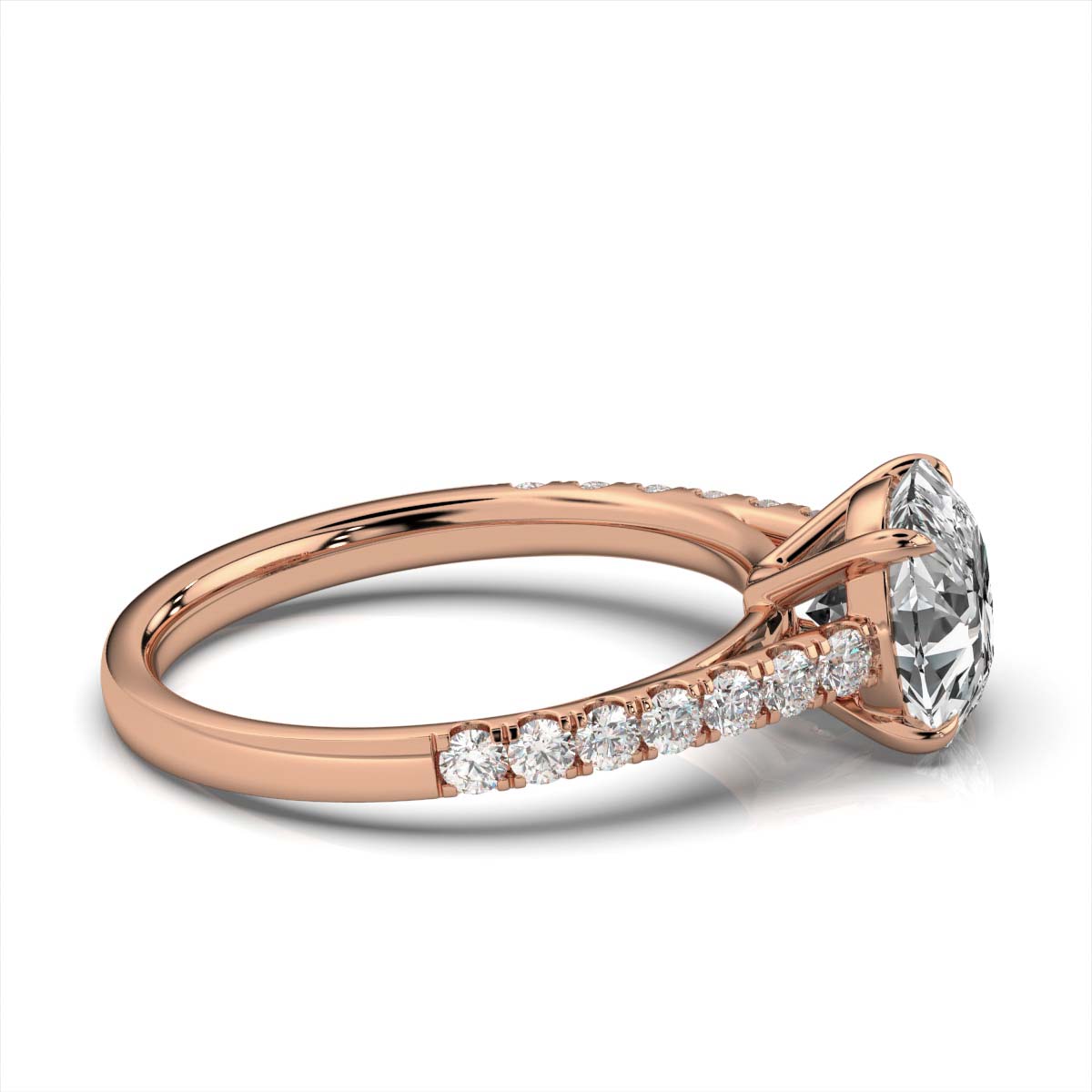 14K Rose Gold Coral Lab Grown Diamond Ring (1/3 ct. tw)