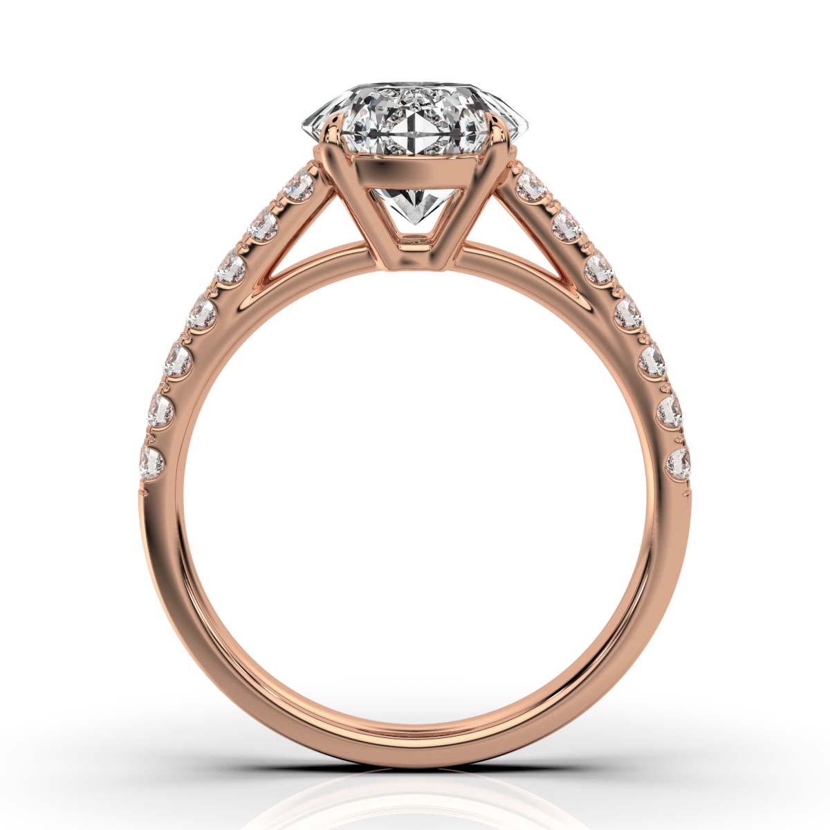 14K Rose Gold Coral Lab Grown Diamond Ring (1/3 ct. tw)