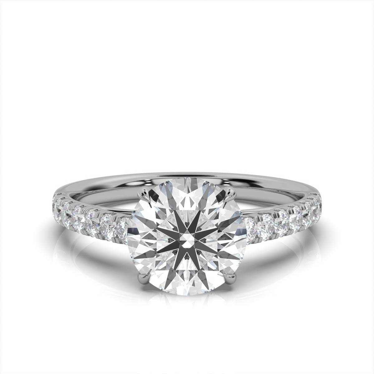 14K White Gold Coral Lab Grown Diamond Ring (1/3 ct. tw)