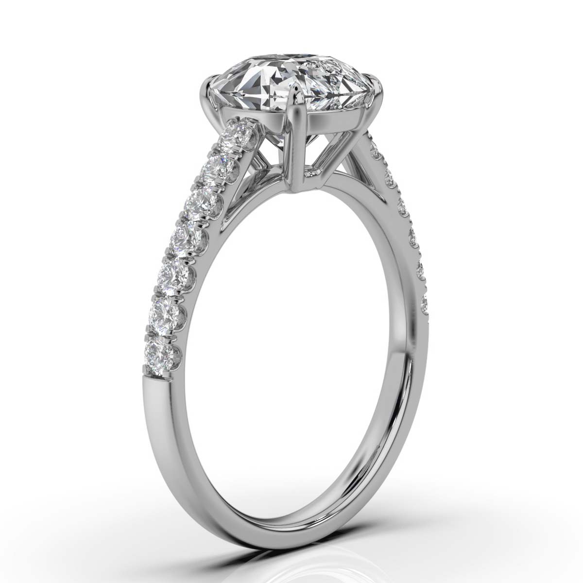 14K White Gold Coral Lab Grown Diamond Ring (1/3 ct. tw)