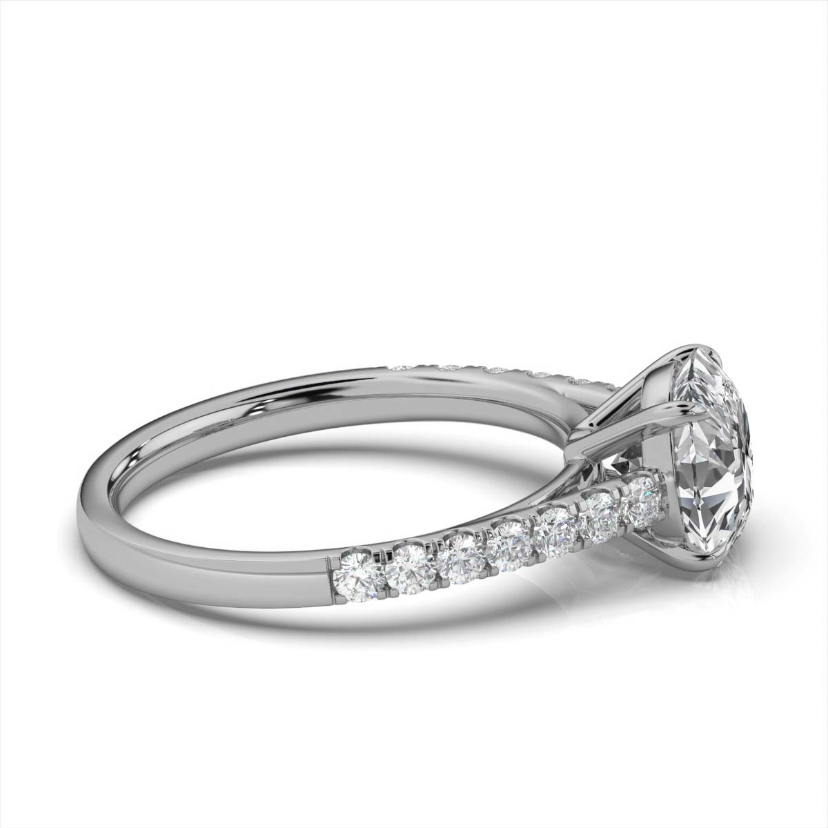 14K White Gold Coral Lab Grown Diamond Ring (1/3 ct. tw)