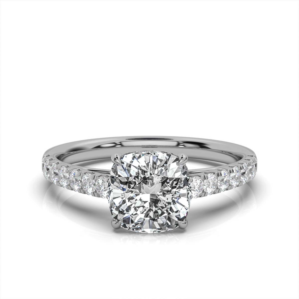 14K White Gold Coral Lab Grown Diamond Ring (1/3 ct. tw)
