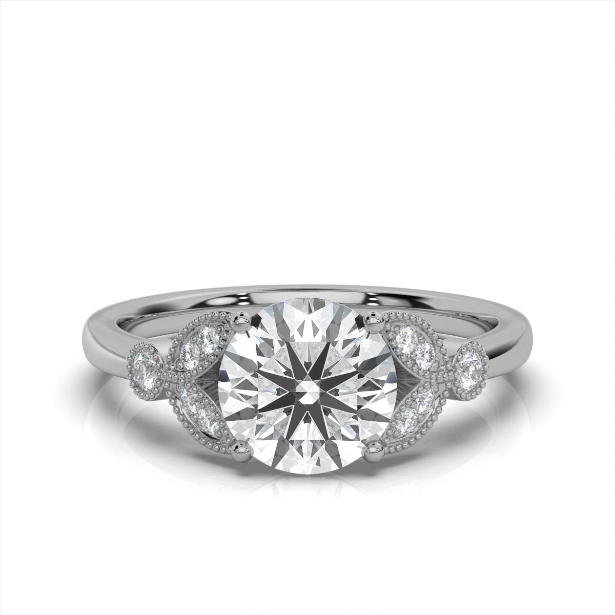 14K White Gold Hillary Milgrain Lab Grown Diamond Engagement Ring (1/10 ct. tw)