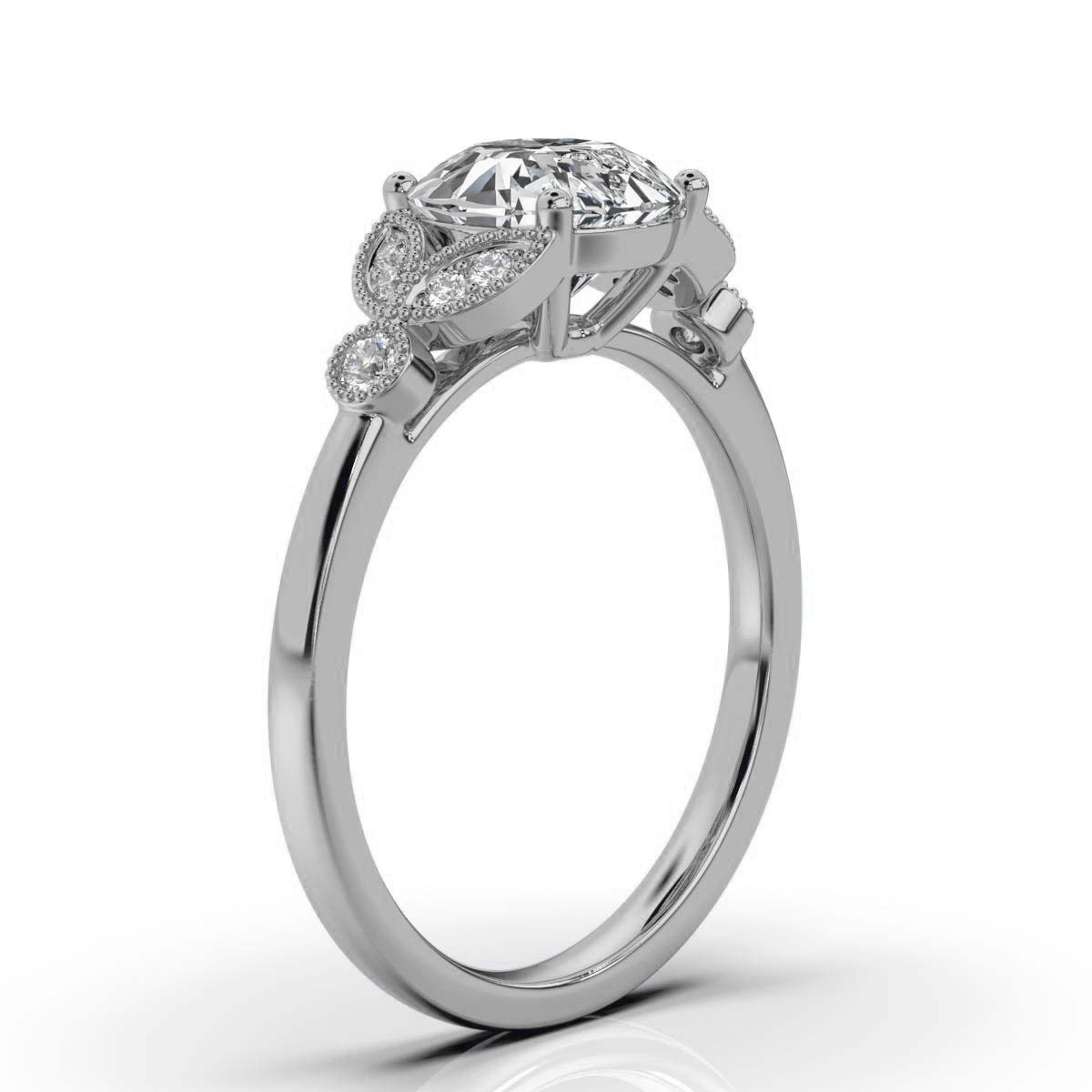 14K White Gold Hillary Milgrain Lab Grown Diamond Engagement Ring (1/10 ct. tw)