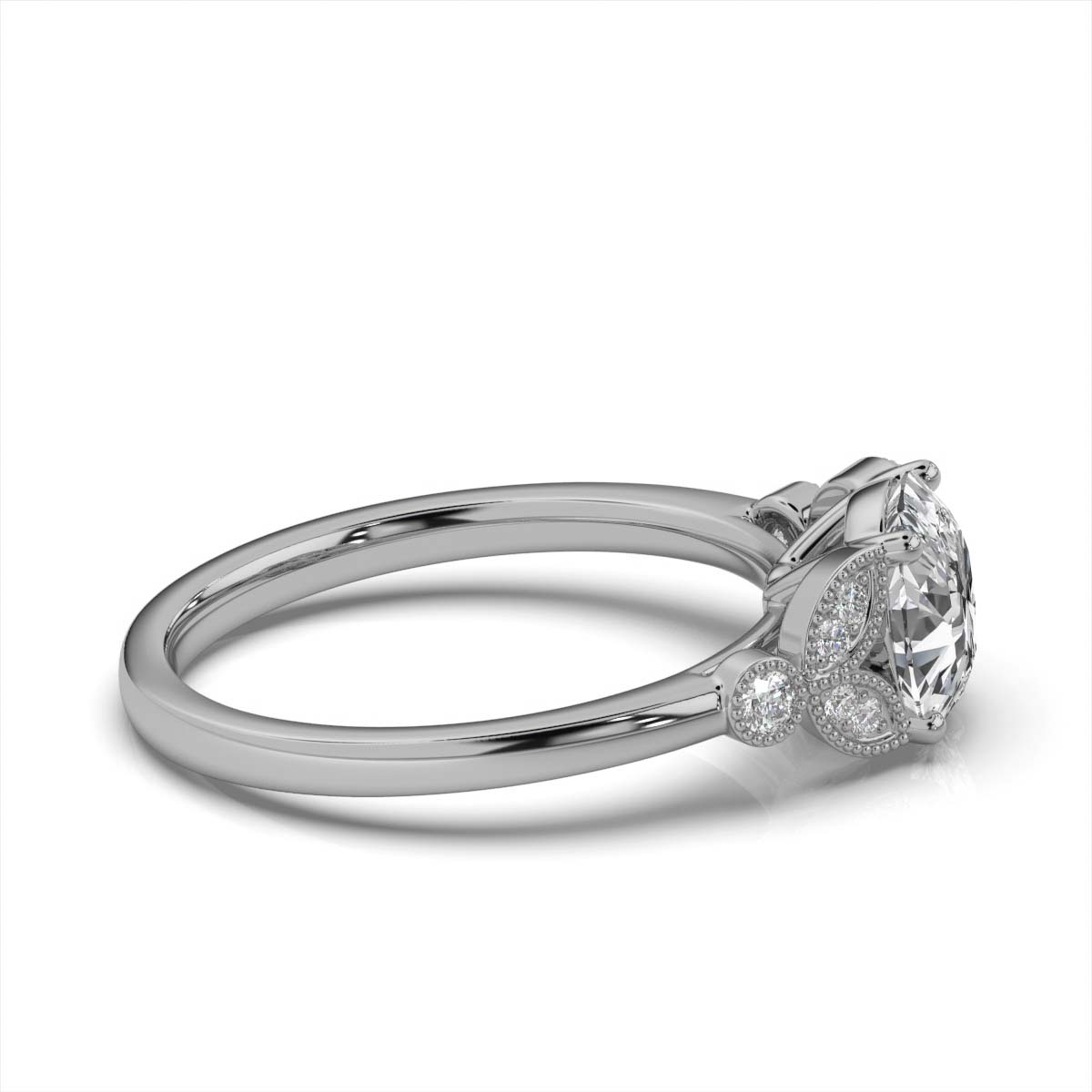 14K White Gold Hillary Milgrain Lab Grown Diamond Engagement Ring (1/10 ct. tw)