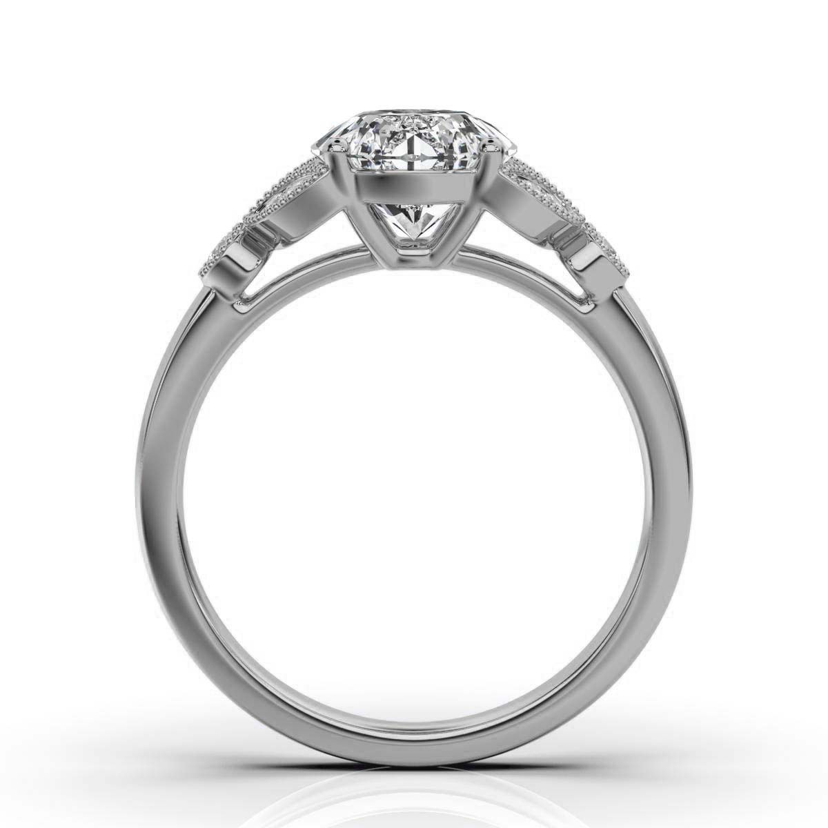 14K White Gold Hillary Milgrain Lab Grown Diamond Engagement Ring (1/10 ct. tw)
