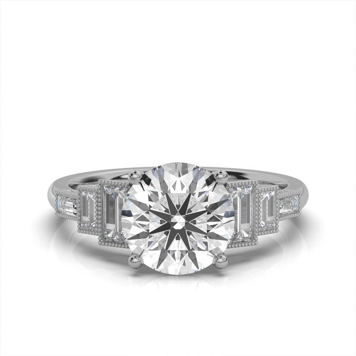 14K White Gold Ellery Milgrain Accents Lab Grown Diamond Ring (1/2 ct. tw)