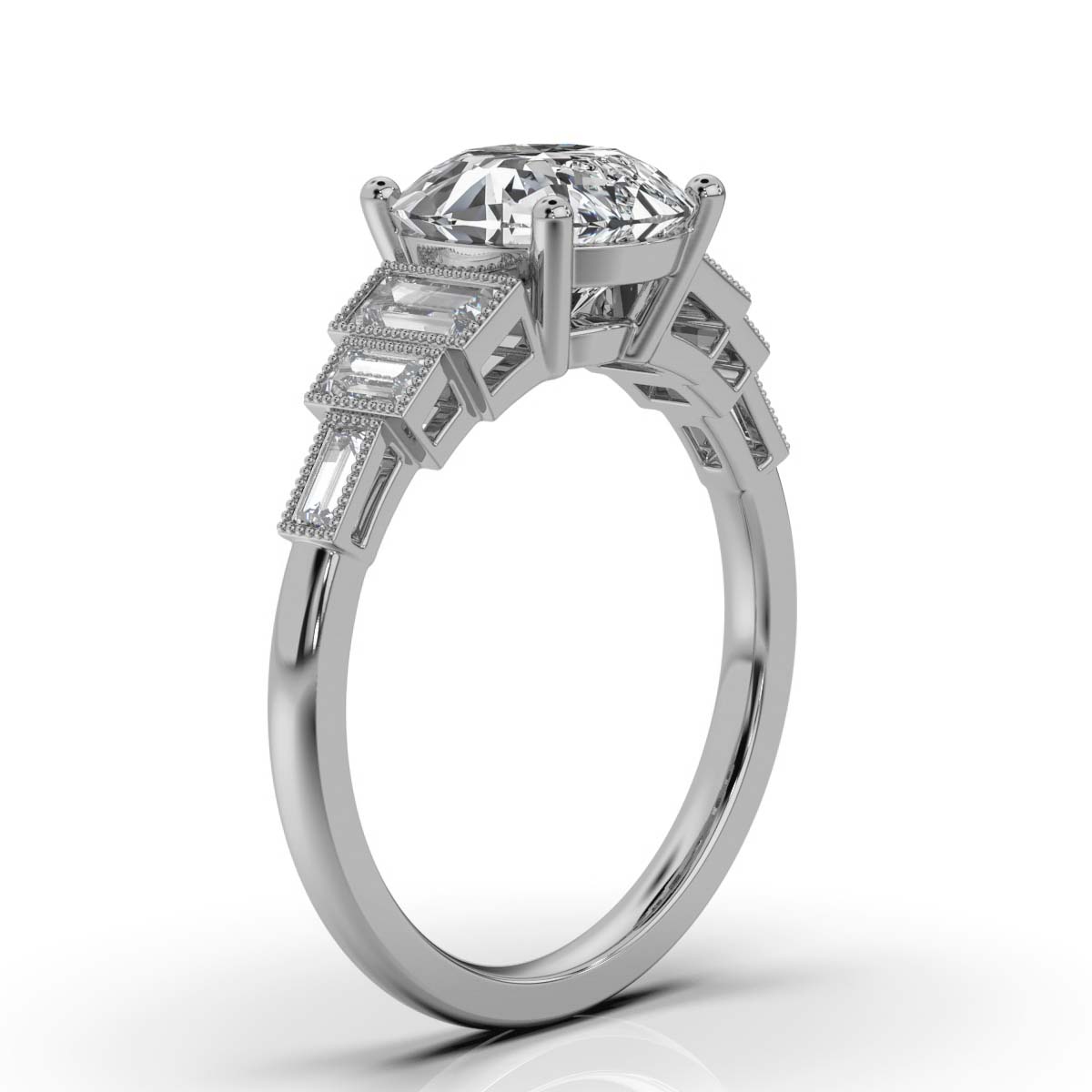14K White Gold Ellery Milgrain Accents Lab Grown Diamond Ring (1/2 ct. tw)