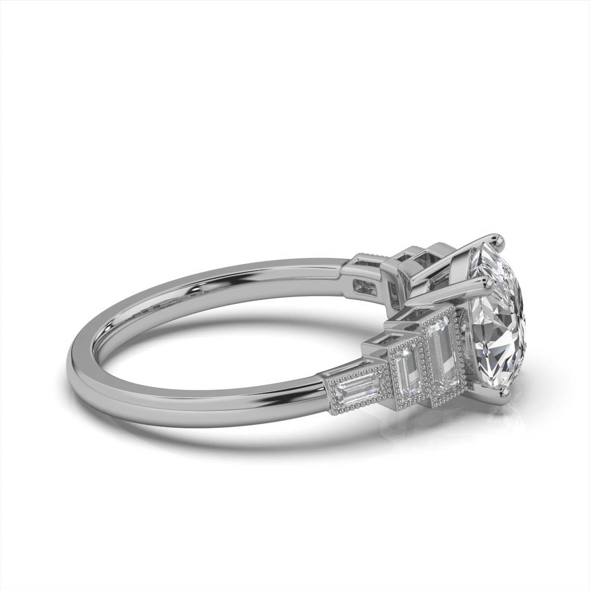 14K White Gold Ellery Milgrain Accents Lab Grown Diamond Ring (1/2 ct. tw)