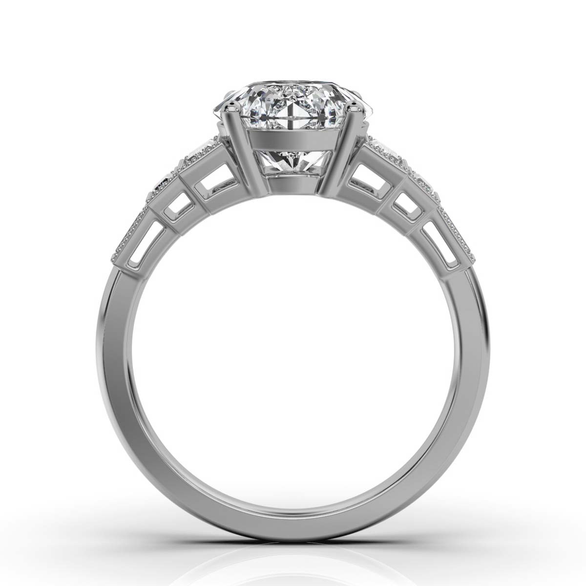 14K White Gold Ellery Milgrain Accents Lab Grown Diamond Ring (1/2 ct. tw)