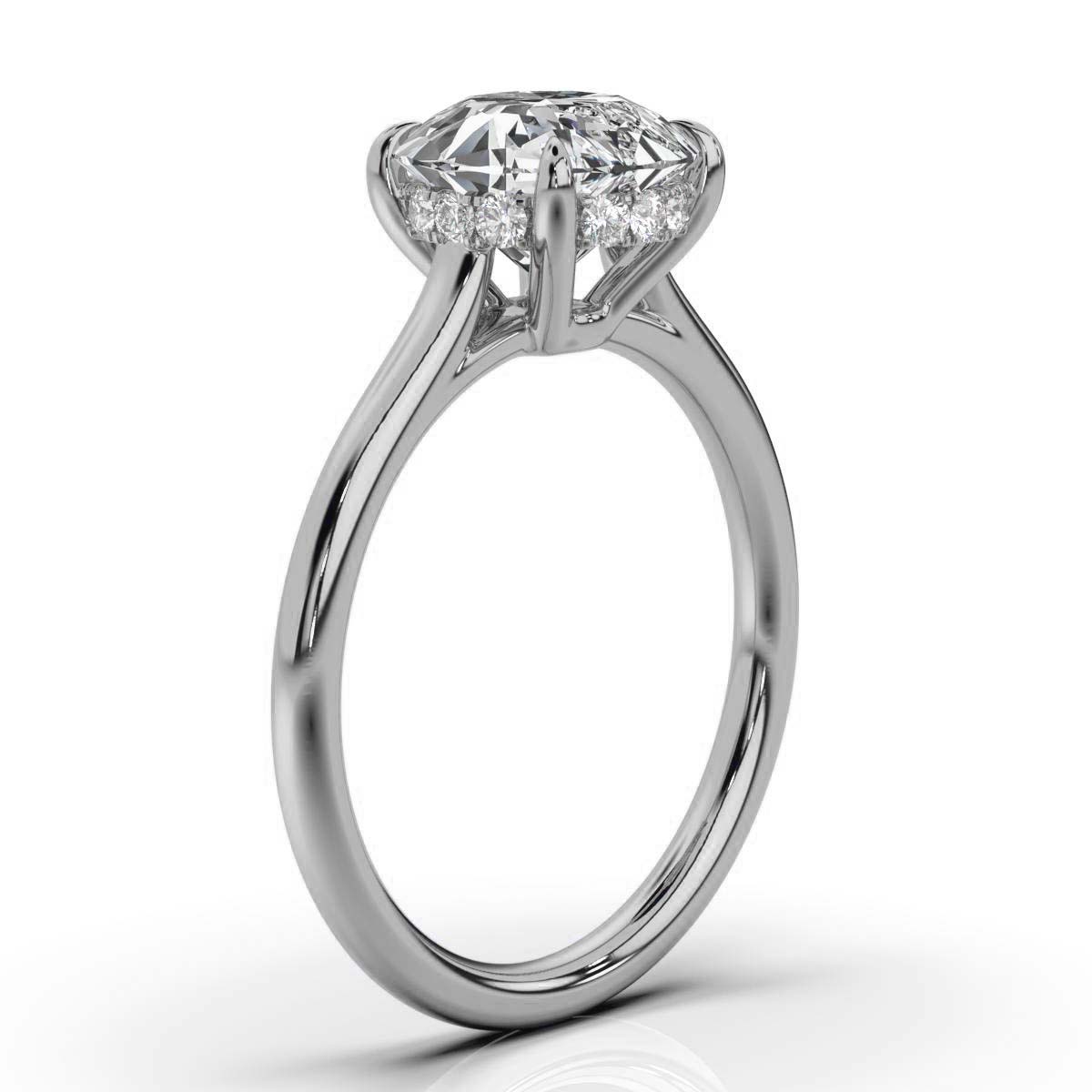 14K White Gold Marguerite Hidden Accents Lab Grown Diamond Ring (1/6 ct. tw)