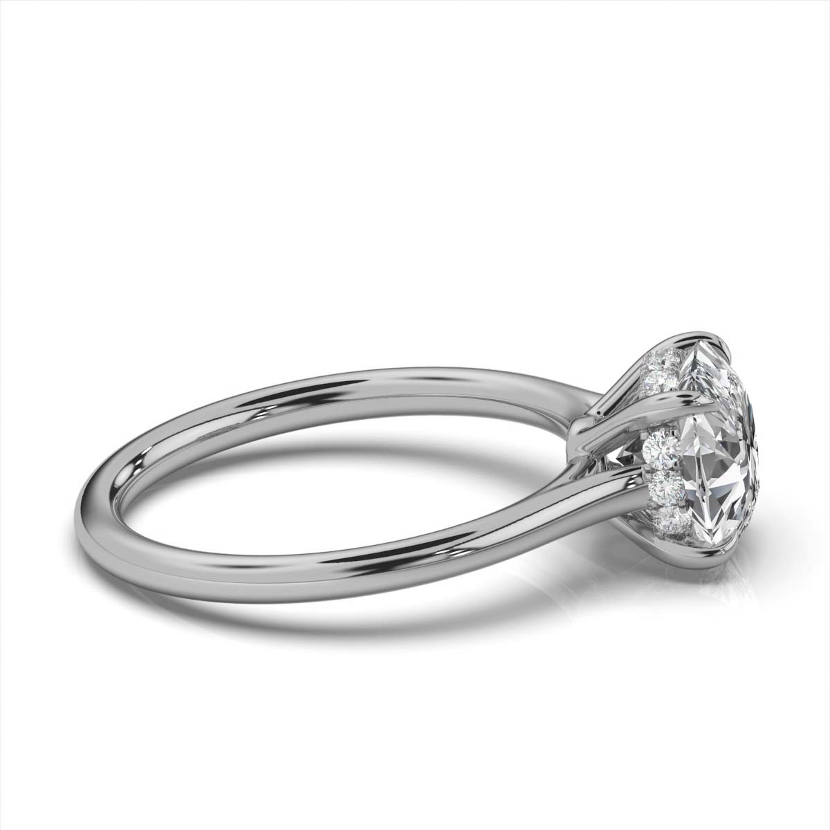14K White Gold Marguerite Hidden Accents Lab Grown Diamond Ring (1/6 ct. tw)