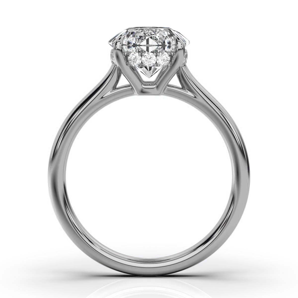 14K White Gold Marguerite Hidden Accents Lab Grown Diamond Ring (1/6 ct. tw)