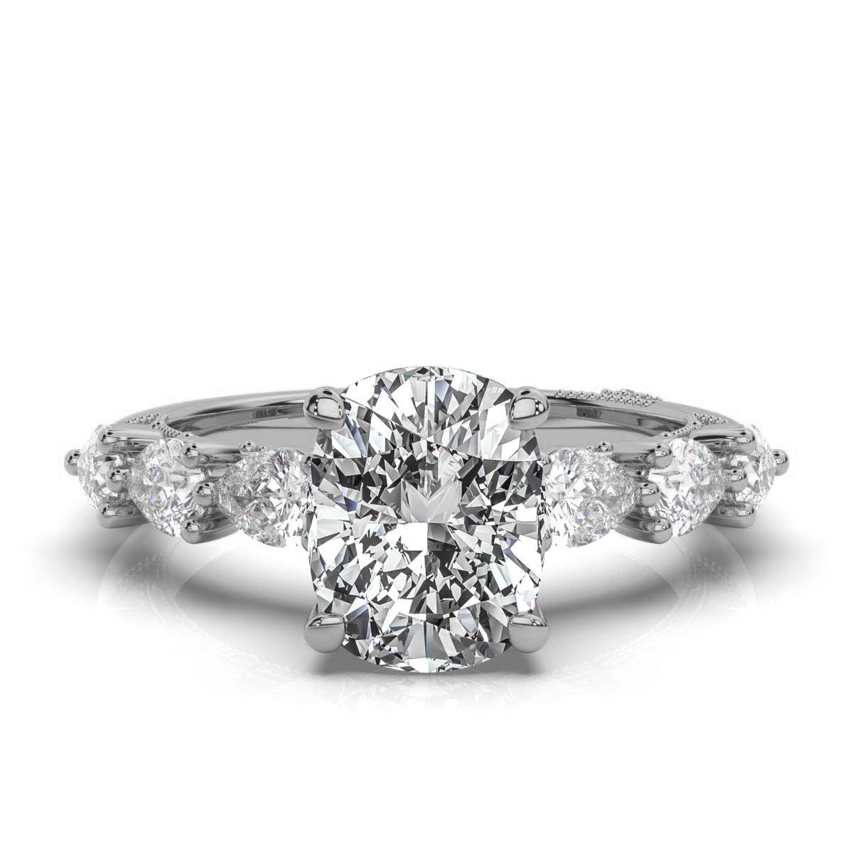 14K White Gold Esme Milgrain Shared Prong Setting Lab Grown Diamond Ring (5/6 ct. tw)