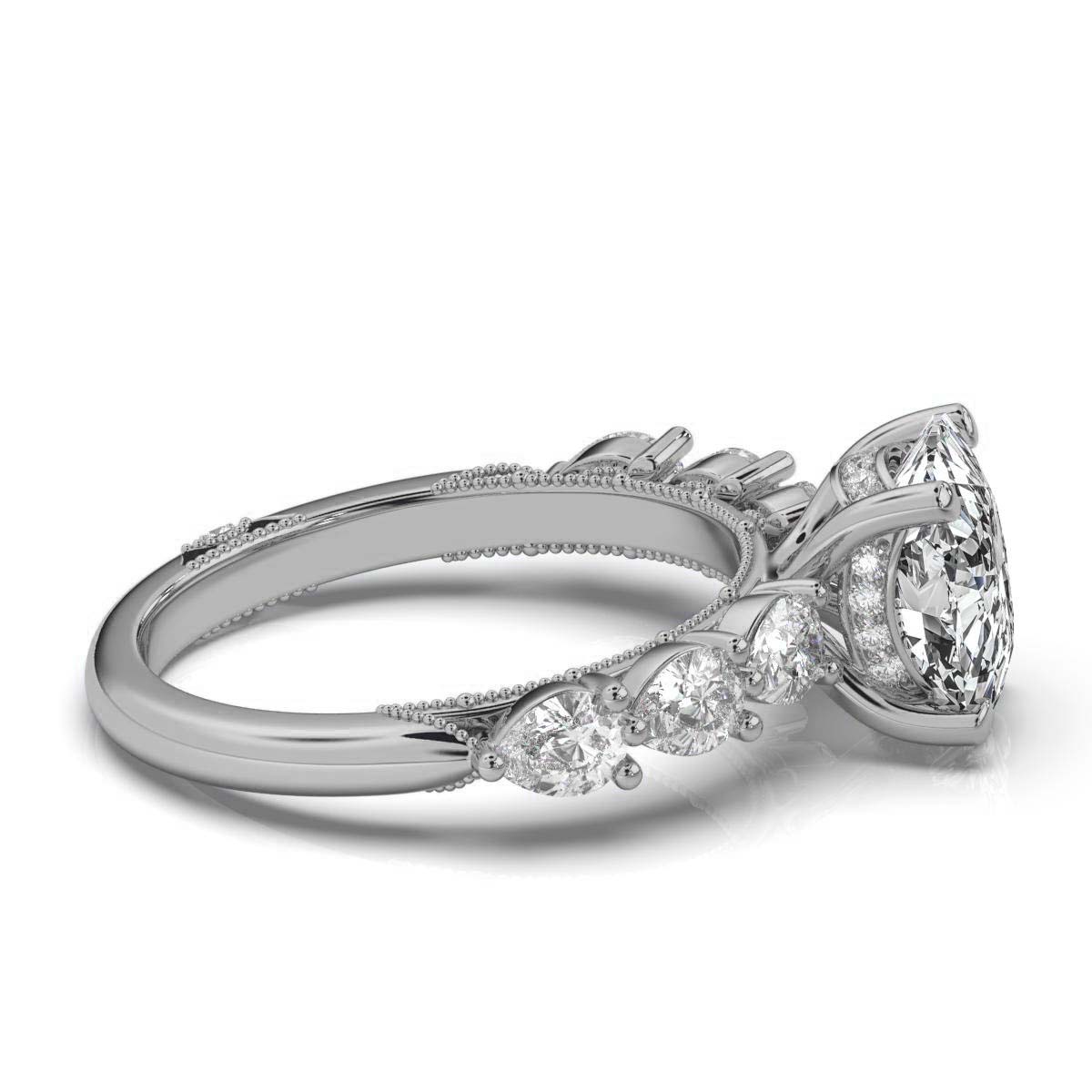 14K White Gold Esme Milgrain Shared Prong Setting Lab Grown Diamond Ring (5/6 ct. tw)