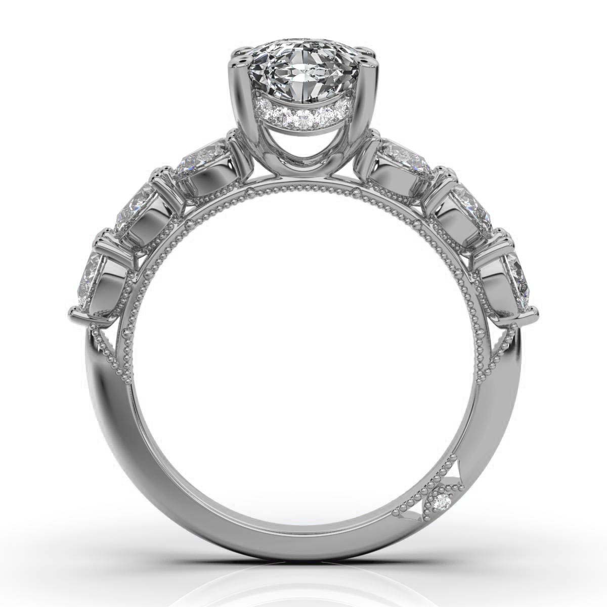14K White Gold Esme Milgrain Shared Prong Setting Lab Grown Diamond Ring (5/6 ct. tw)