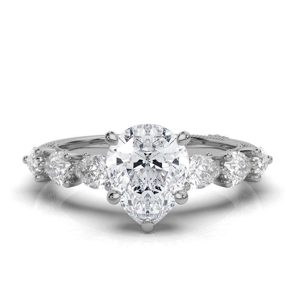 14K White Gold Esme Milgrain Shared Prong Setting Lab Grown Diamond Ring (5/6 ct. tw)
