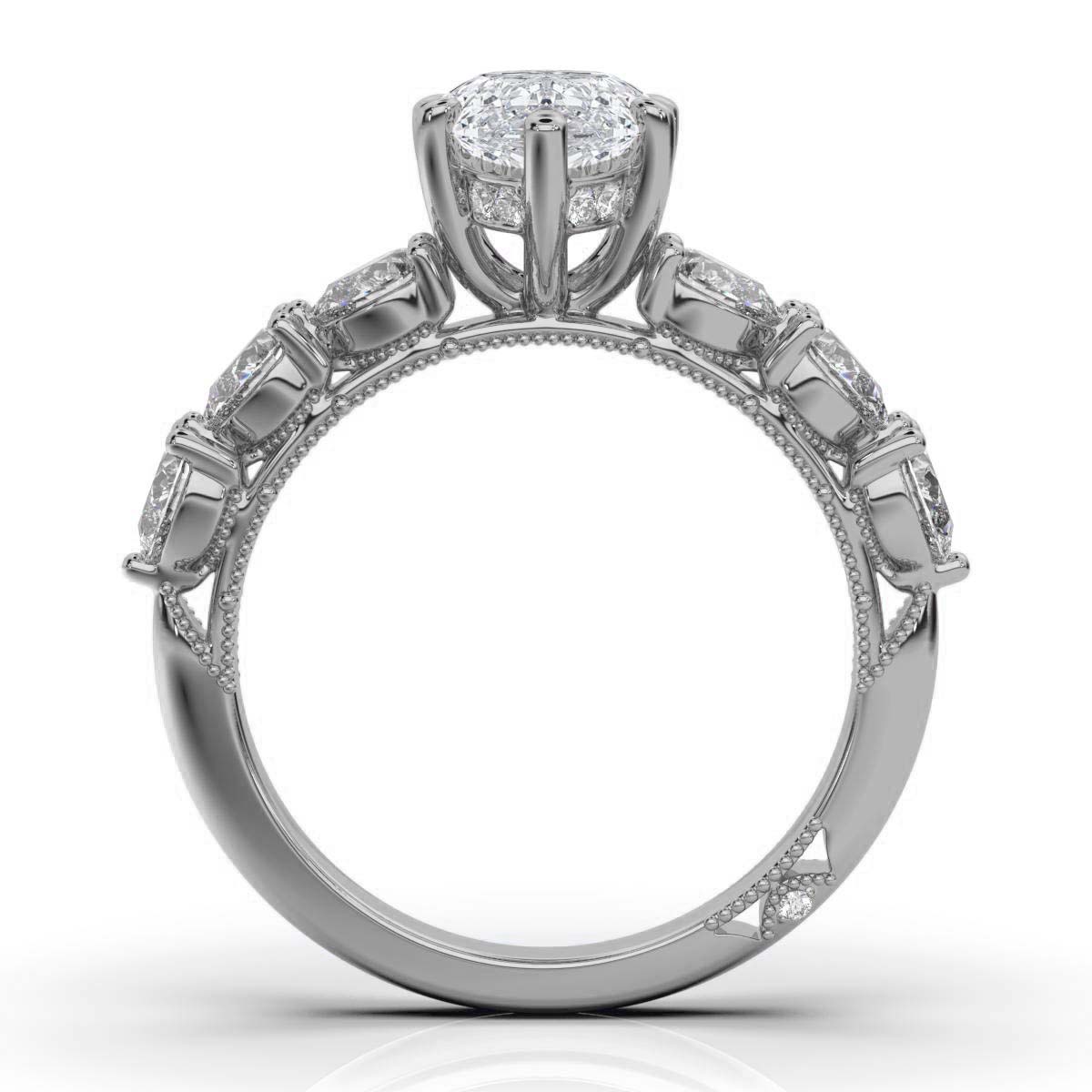 14K White Gold Esme Milgrain Shared Prong Setting Lab Grown Diamond Ring (5/6 ct. tw)