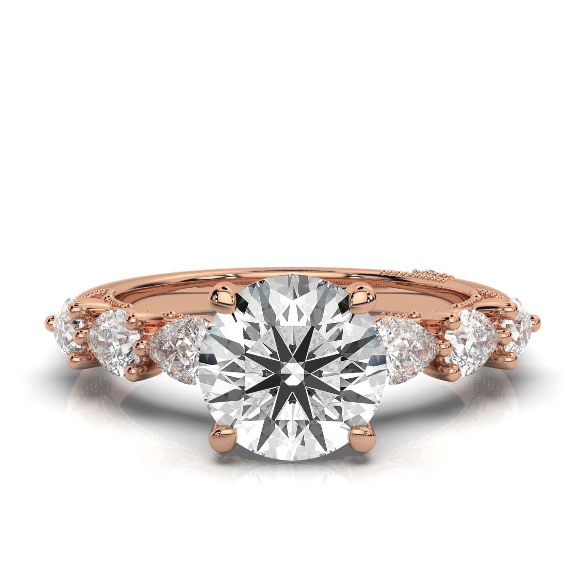 18K Rose Gold Esme Milgrain Shared Prong Setting Lab Grown Diamond Ring (5/6 ct. tw)