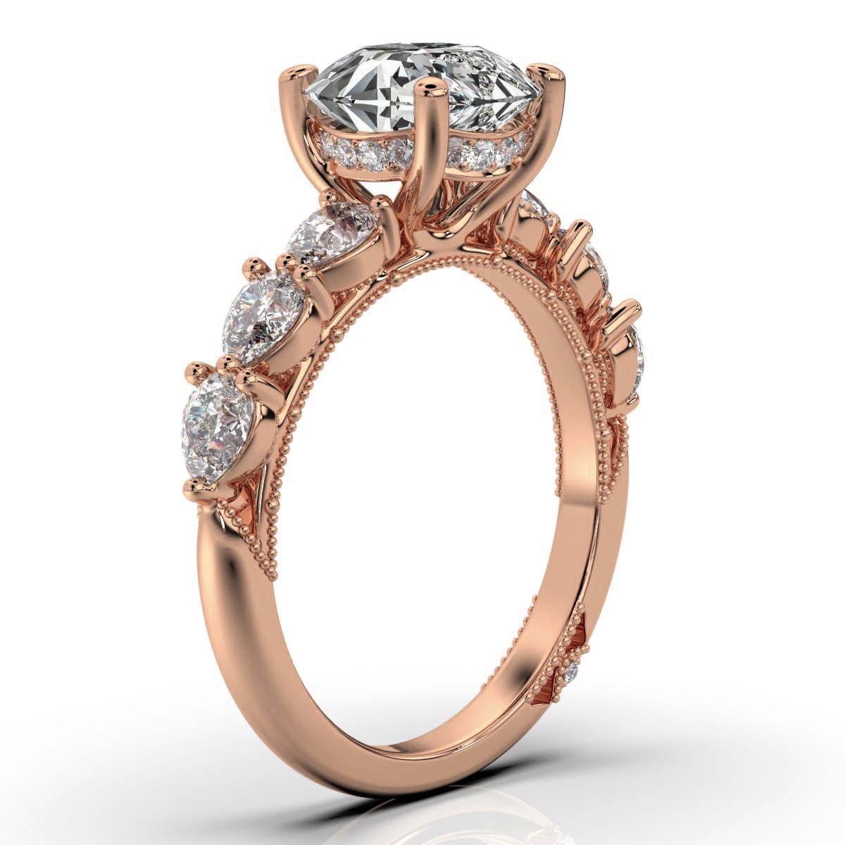 18K Rose Gold Esme Milgrain Shared Prong Setting Lab Grown Diamond Ring (5/6 ct. tw)