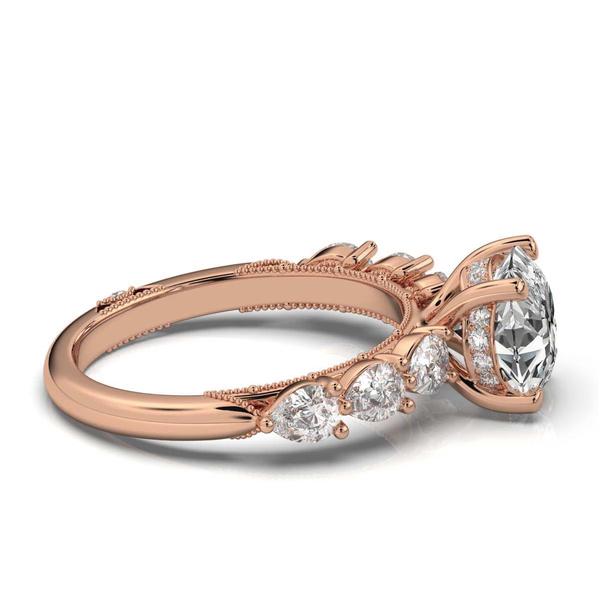 18K Rose Gold Esme Milgrain Shared Prong Setting Lab Grown Diamond Ring (5/6 ct. tw)