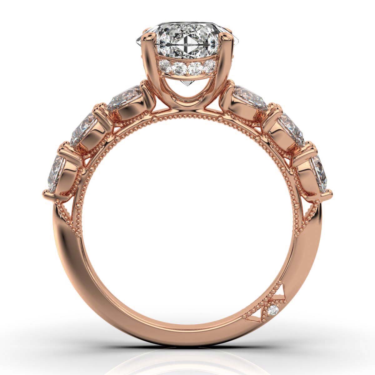 18K Rose Gold Esme Milgrain Shared Prong Setting Lab Grown Diamond Ring (5/6 ct. tw)