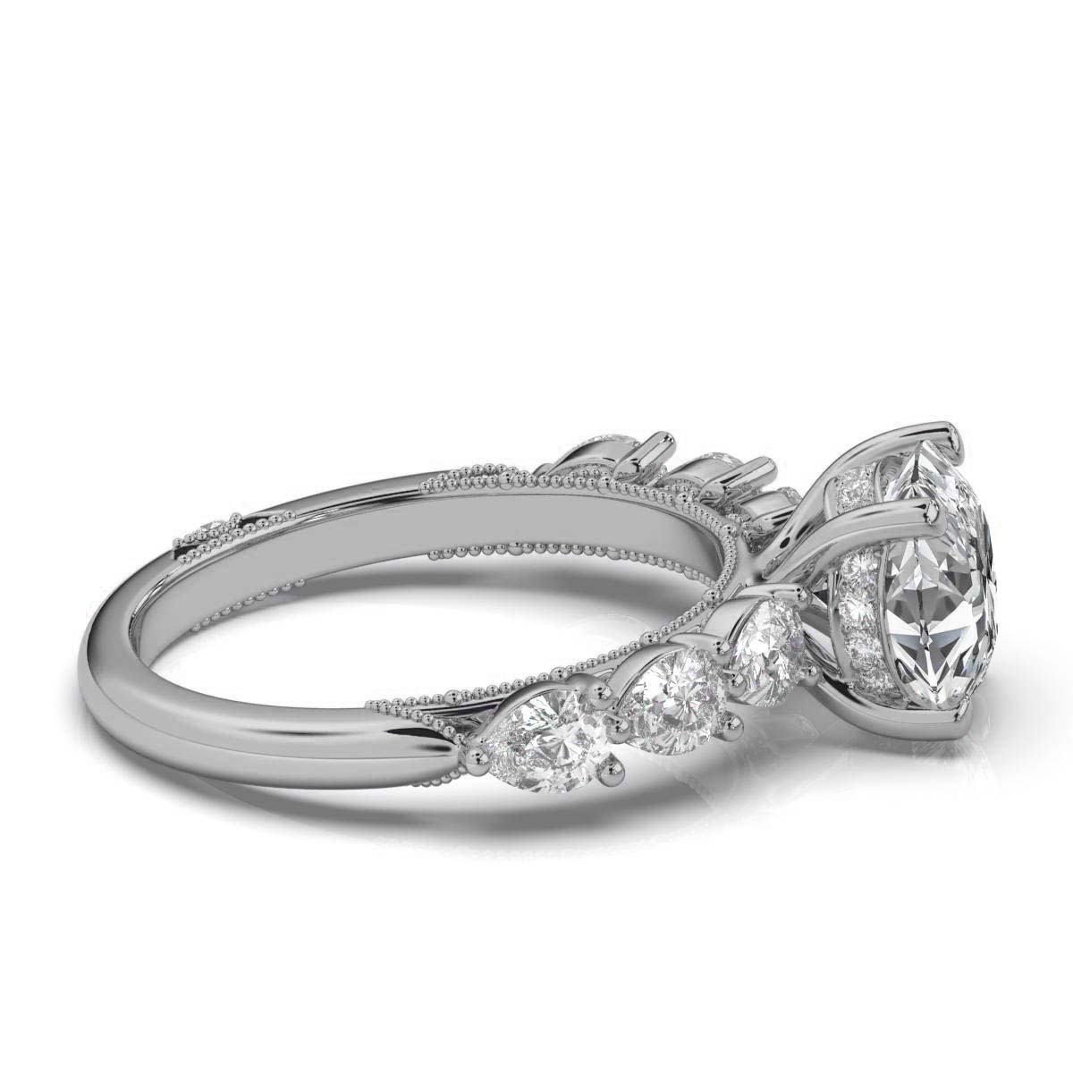 14K White Gold Esme Milgrain Shared Prong Setting Lab Grown Diamond Ring (5/6 ct. tw)