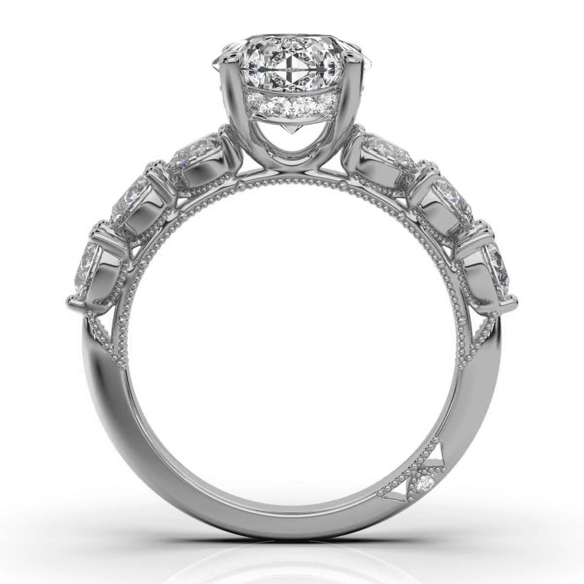 14K White Gold Esme Milgrain Shared Prong Setting Lab Grown Diamond Ring (5/6 ct. tw)