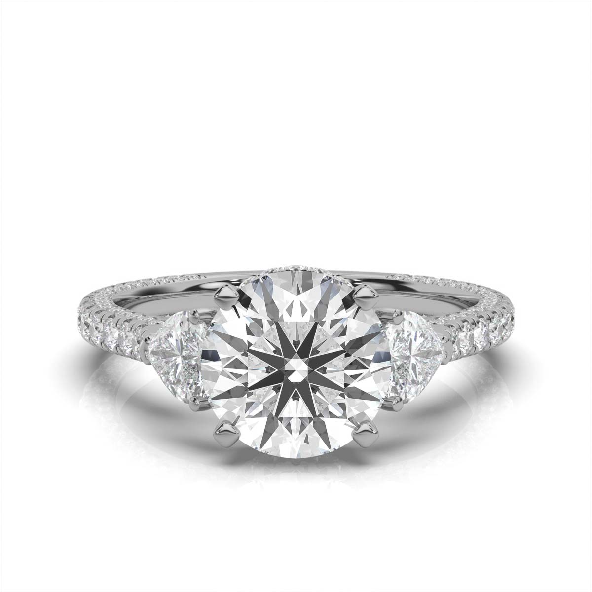 14K White Gold Kendall Three Stone Heart Accents Lab Grown Diamond Ring (1 2/3 ct. tw)