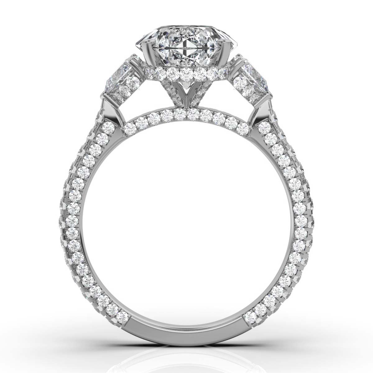 14K White Gold Kendall Three Stone Heart Accents Lab Grown Diamond Ring (1 2/3 ct. tw)